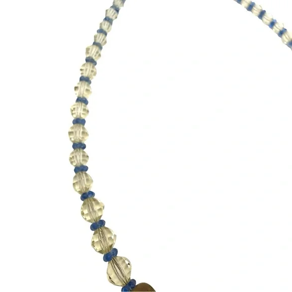 Vintage Hand-Painted Art Glass Necklace w/ 14K Gold Clasp-Length 19”